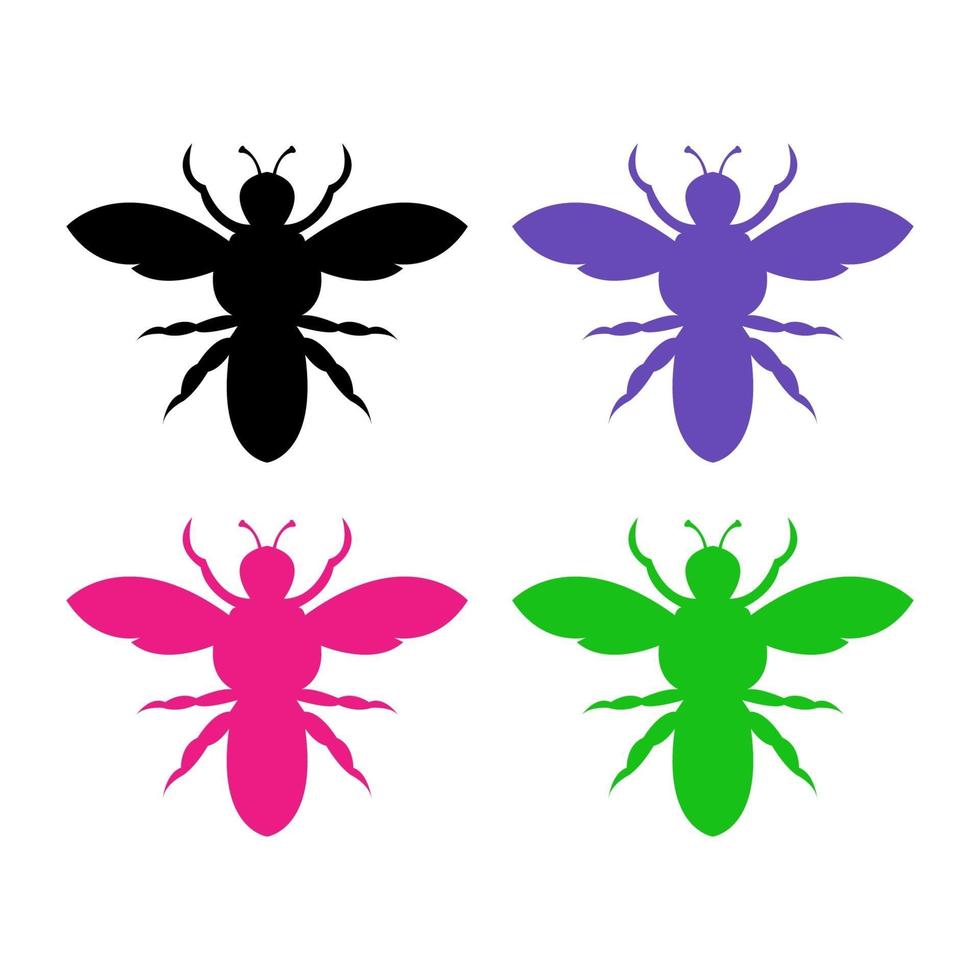 conjunto de abejas sobre fondo blanco vector