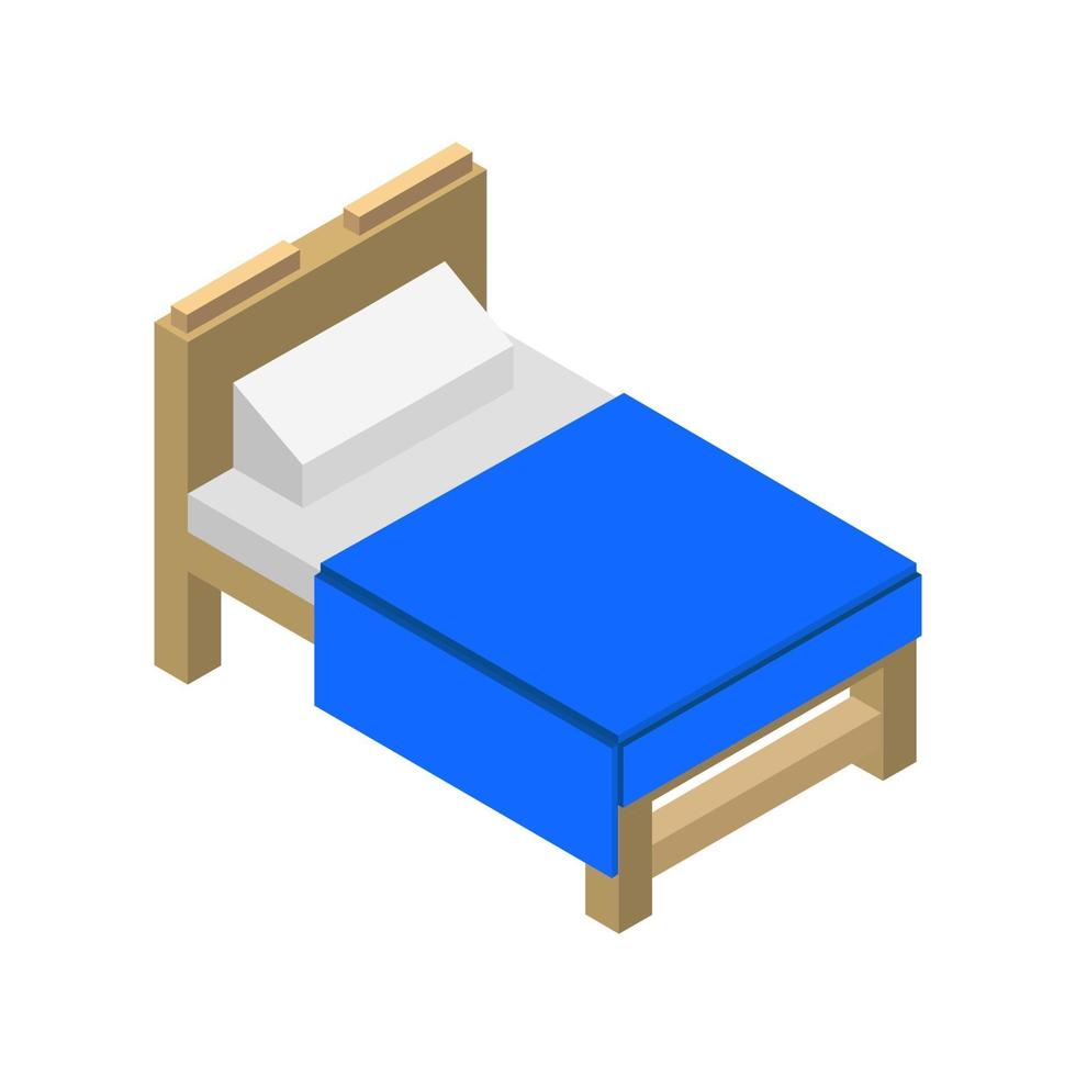 Isometric Bed Illustrated On White Background vector