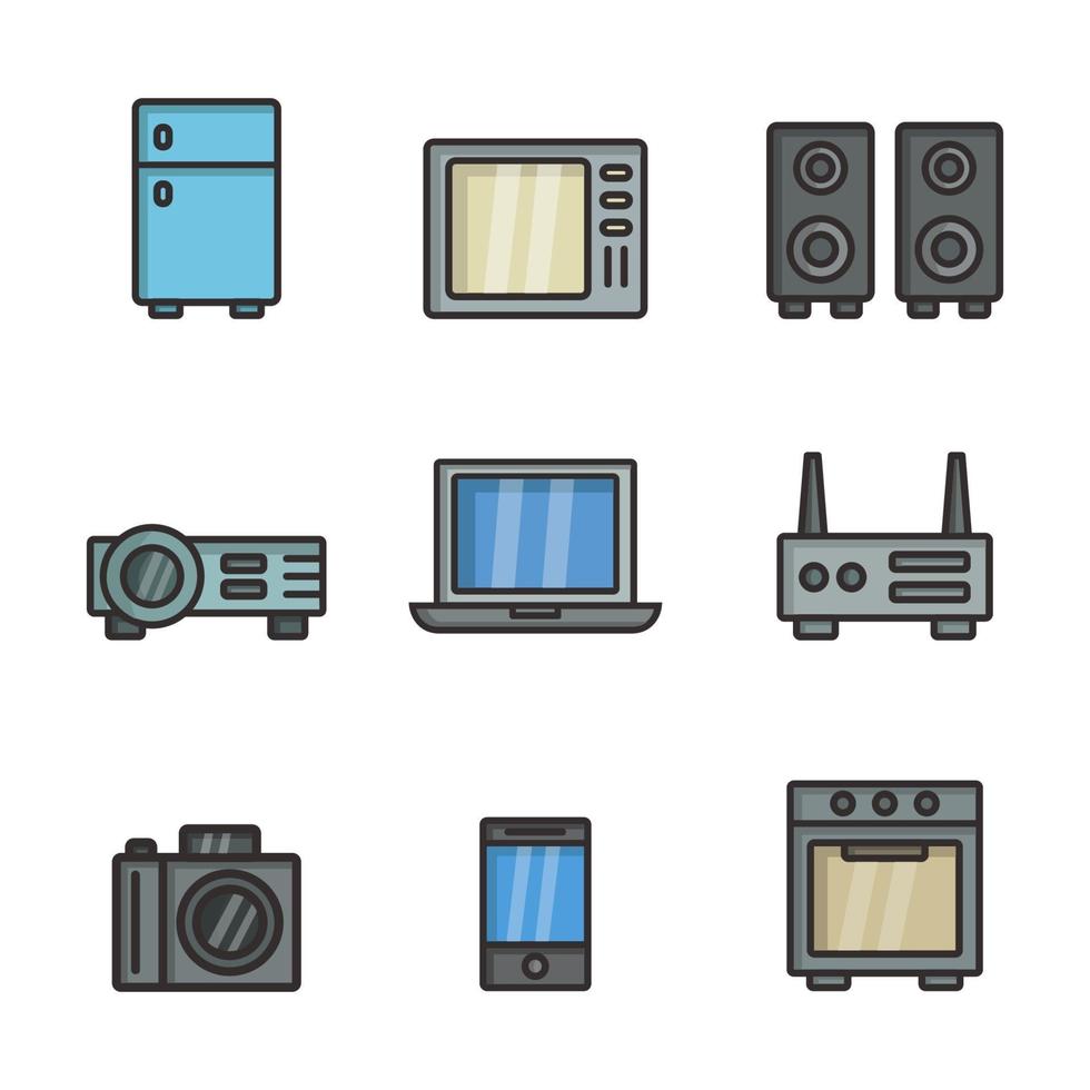 conjunto de iconos de electrónica vector