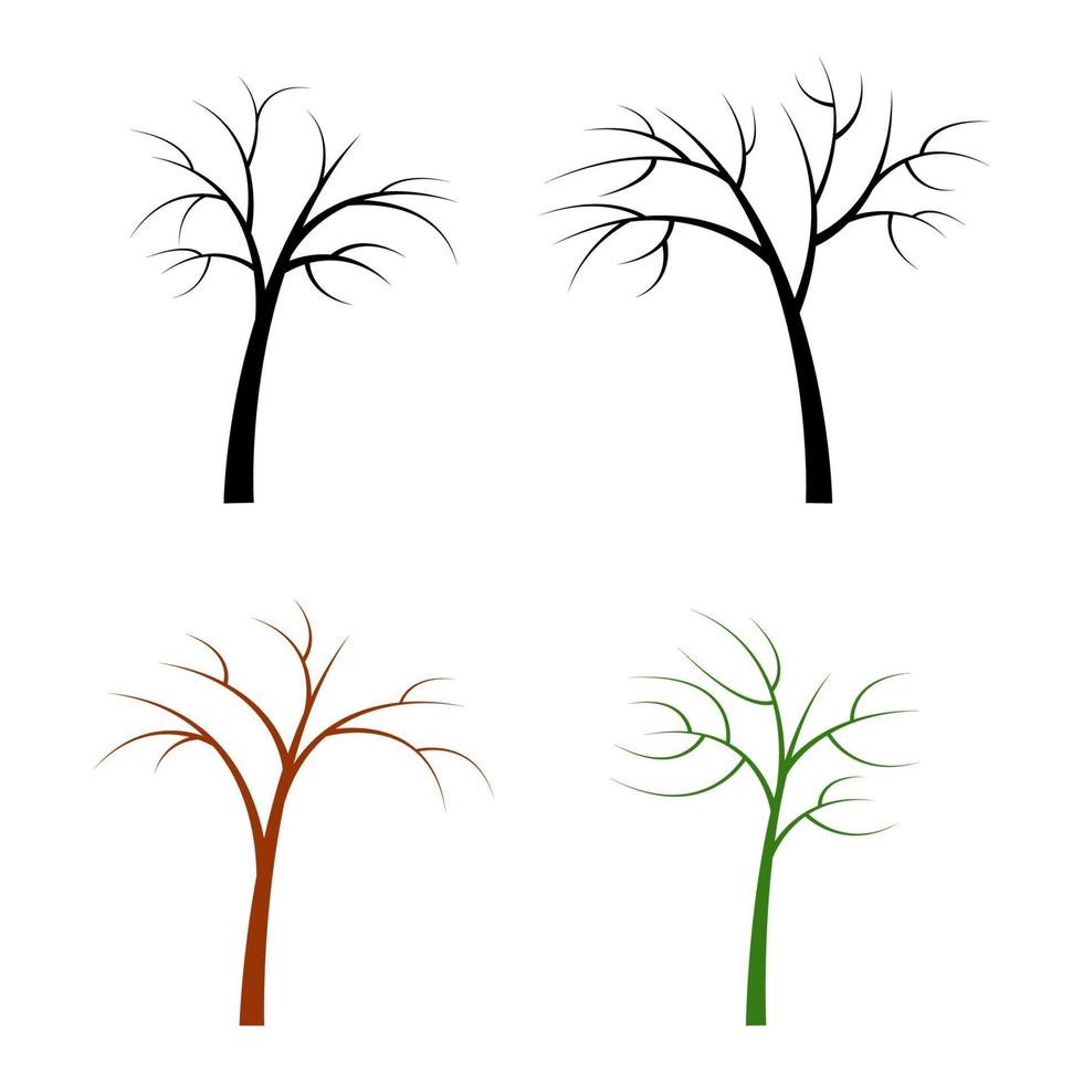 Set Of Dry Trees On White Background vector