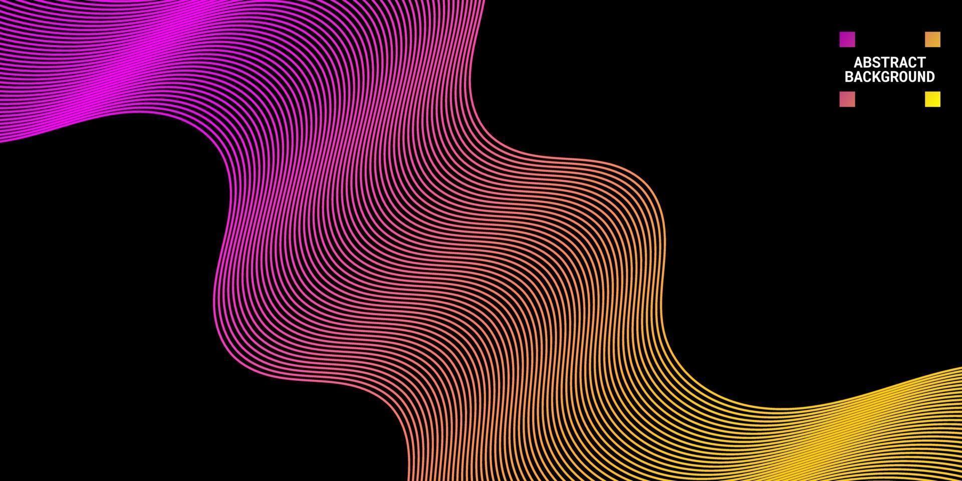 Modern abstract background with wavy lines in yellow and purple gradations. vector