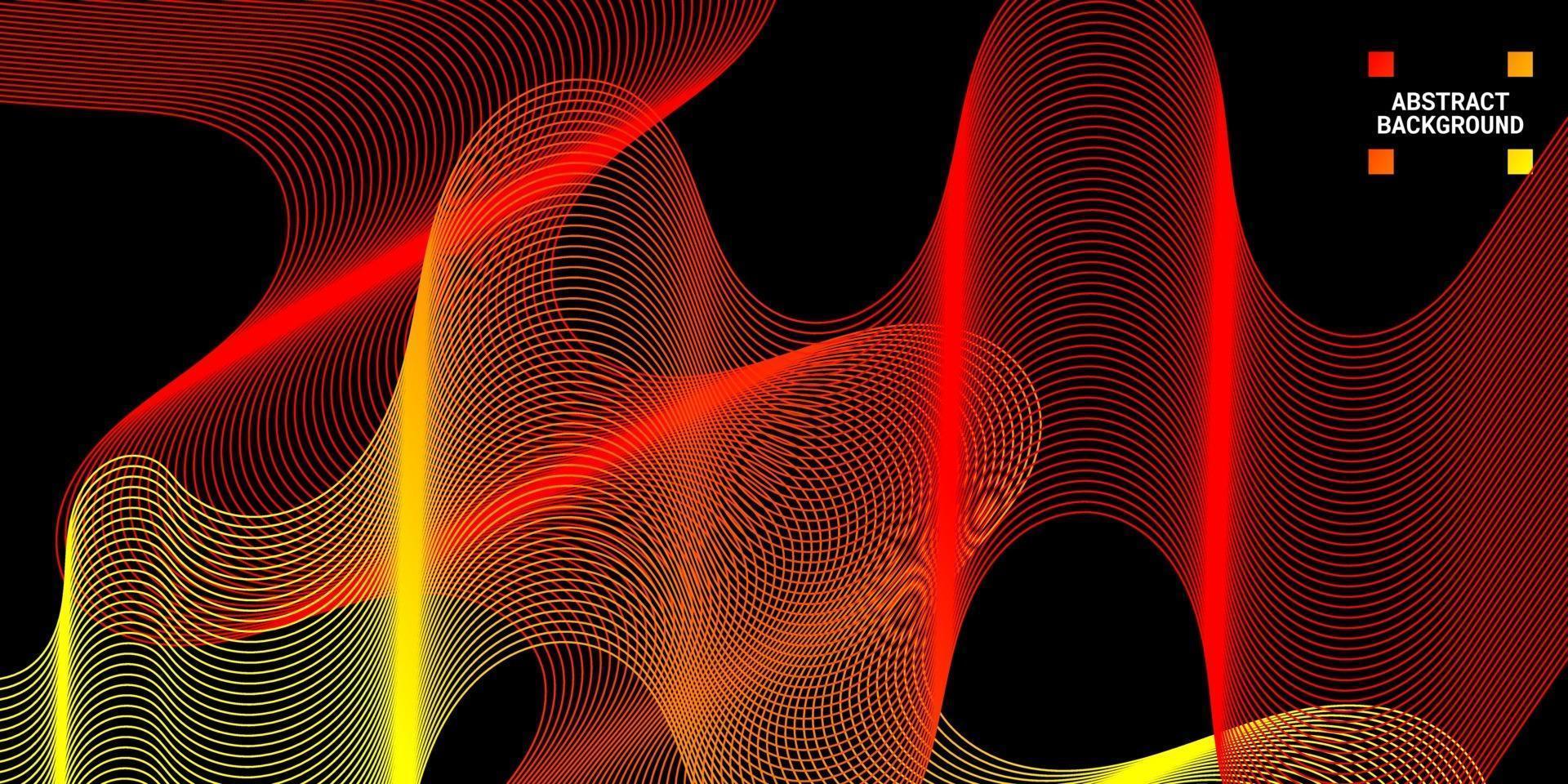 Modern abstract background with wavy lines in red and yellow gradations vector