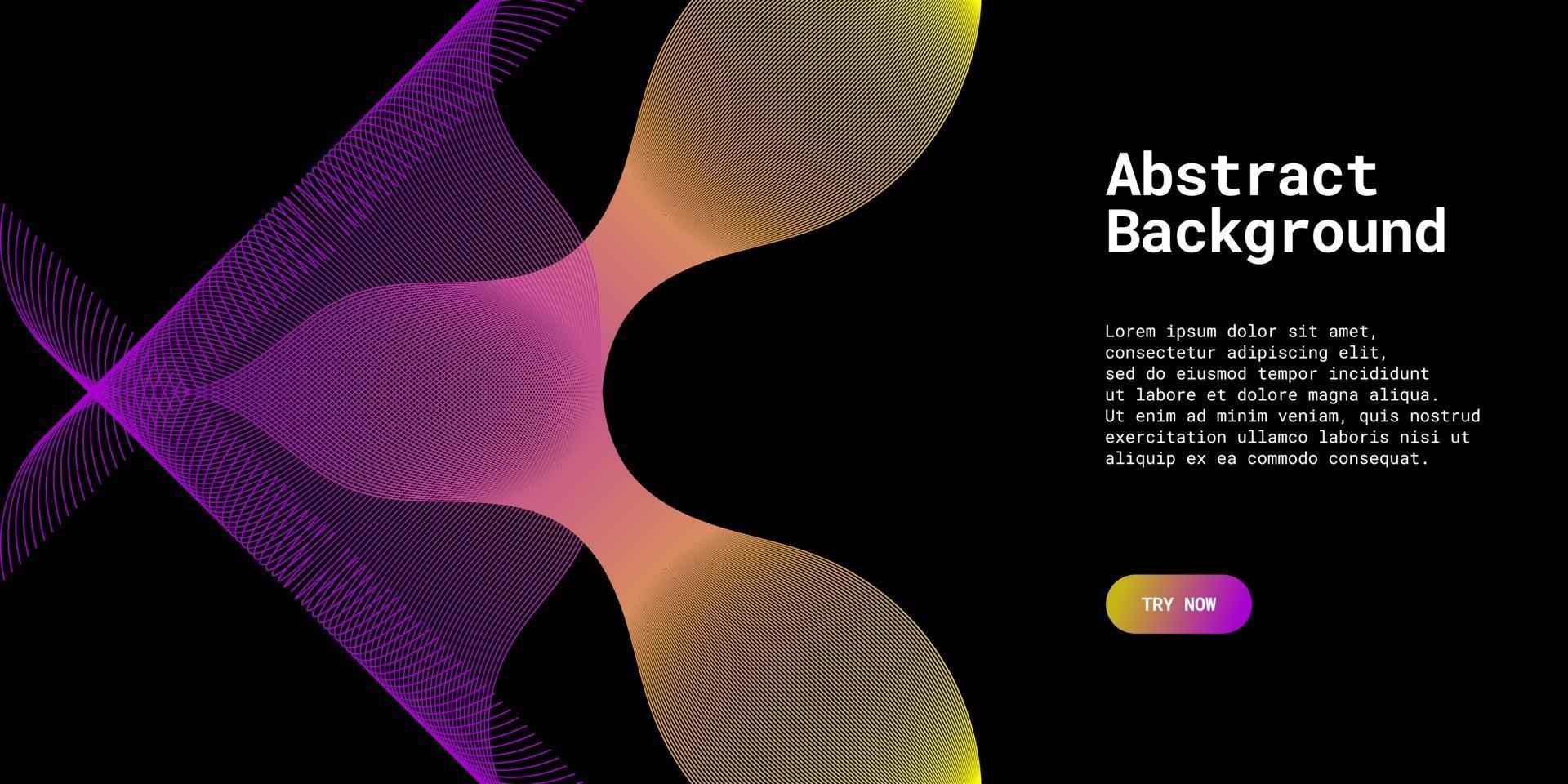 Modern abstract background with wavy lines in yellow and purple gradations vector