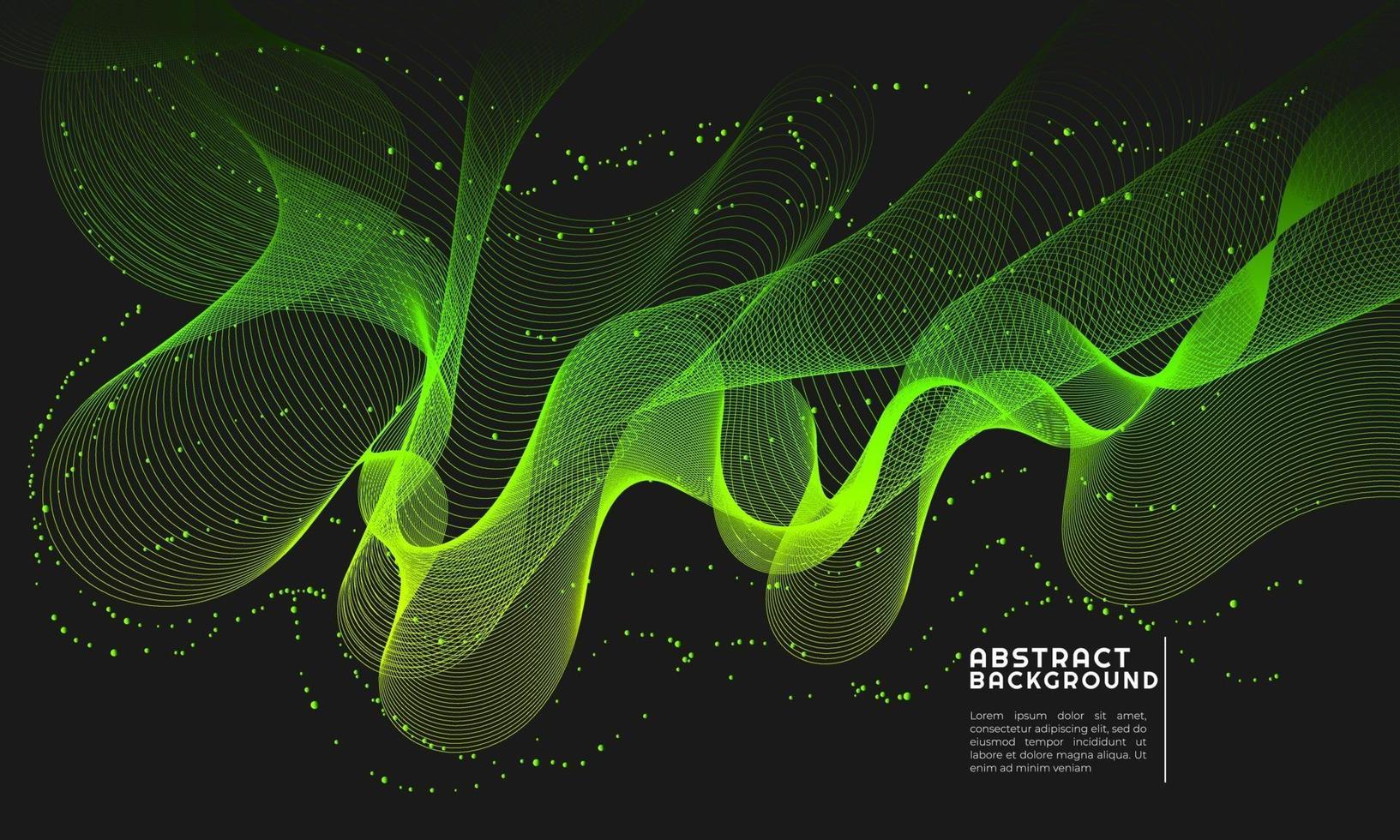 Modern abstract background with curved lines colored in green and yellow gradations vector