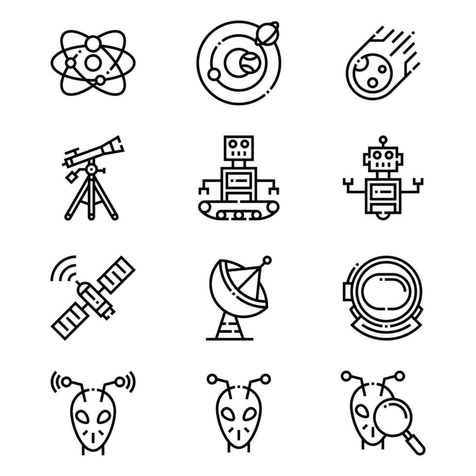 Space Planets and Aliens Icons vector