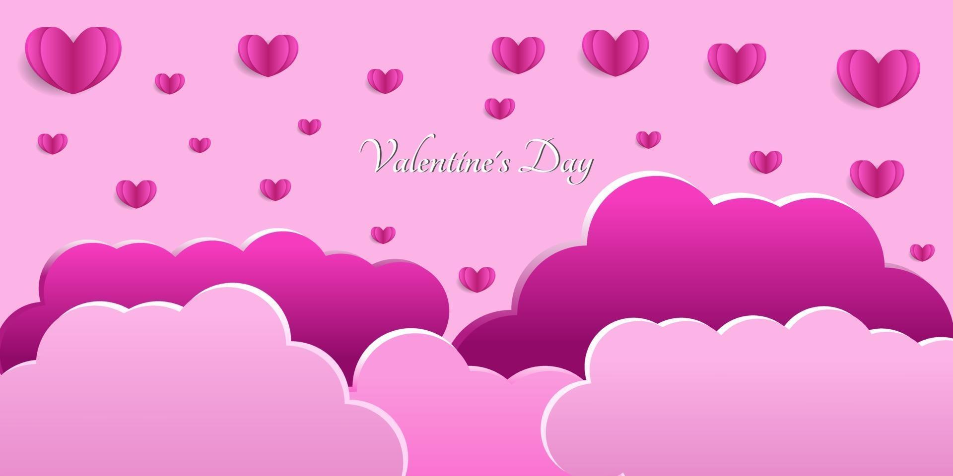 Feliz día de San Valentín fondo de corazón en estilo de corte de papel vector