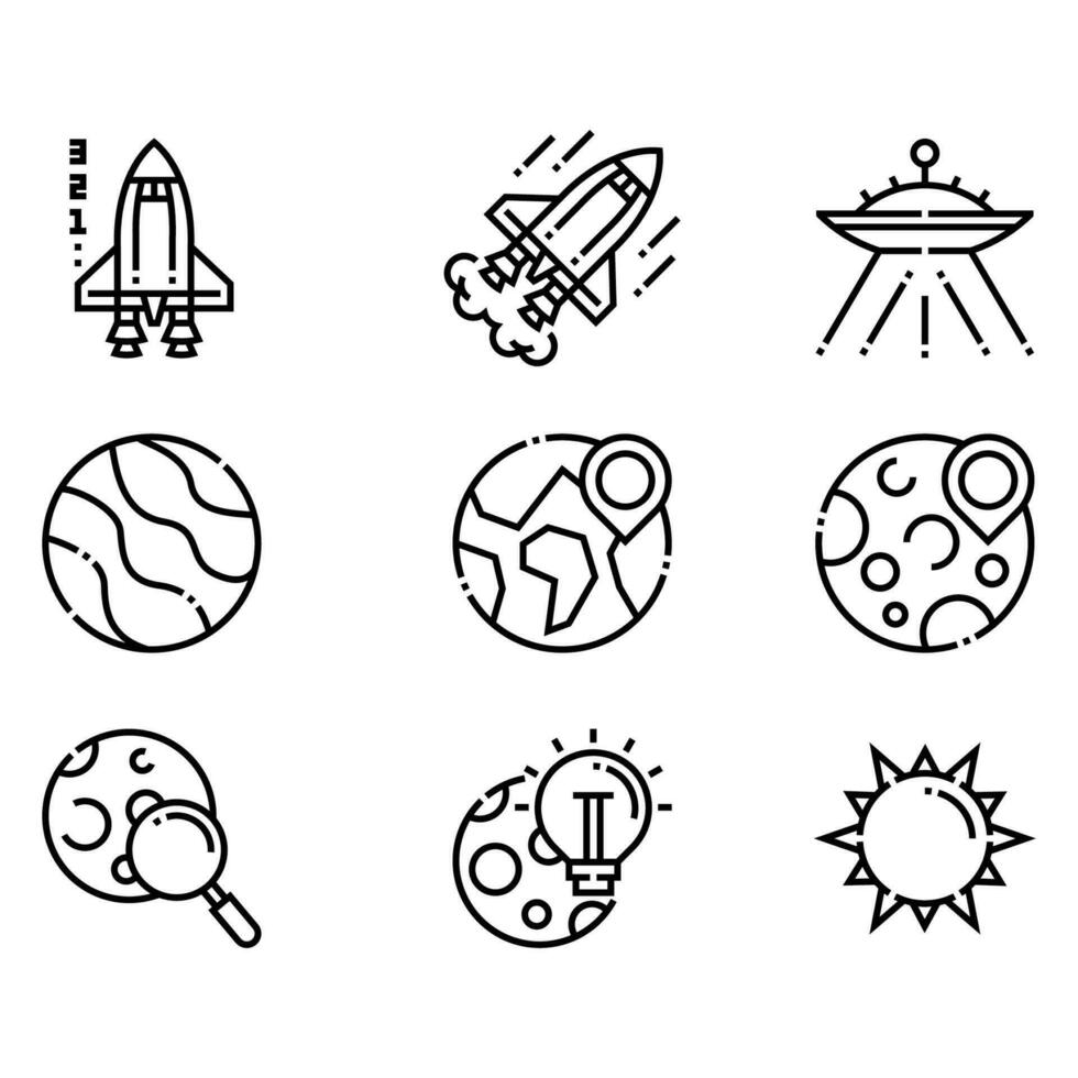 planetas e iconos espaciales vector