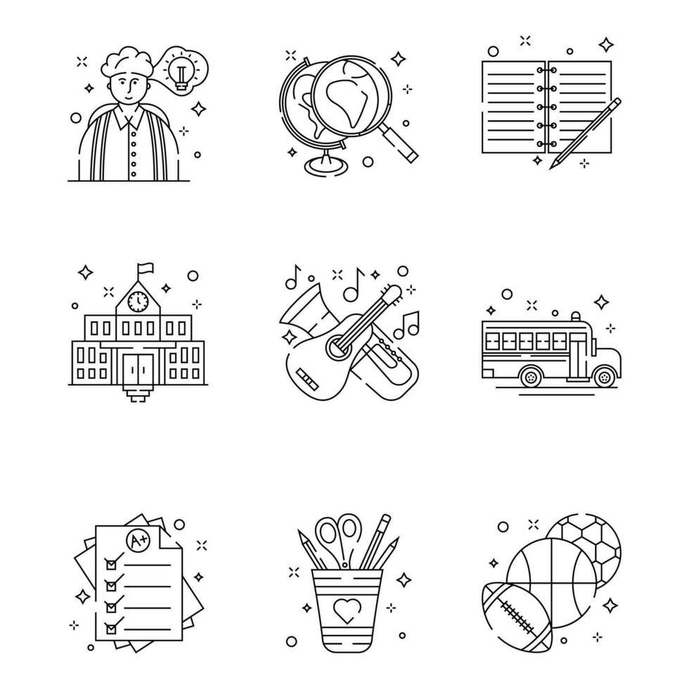 Back To School Linear Icons vector