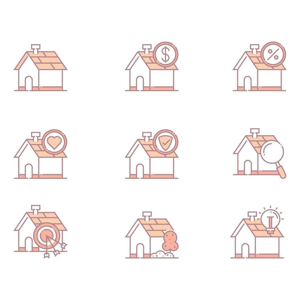 iconos de casa y bienes raíces vector