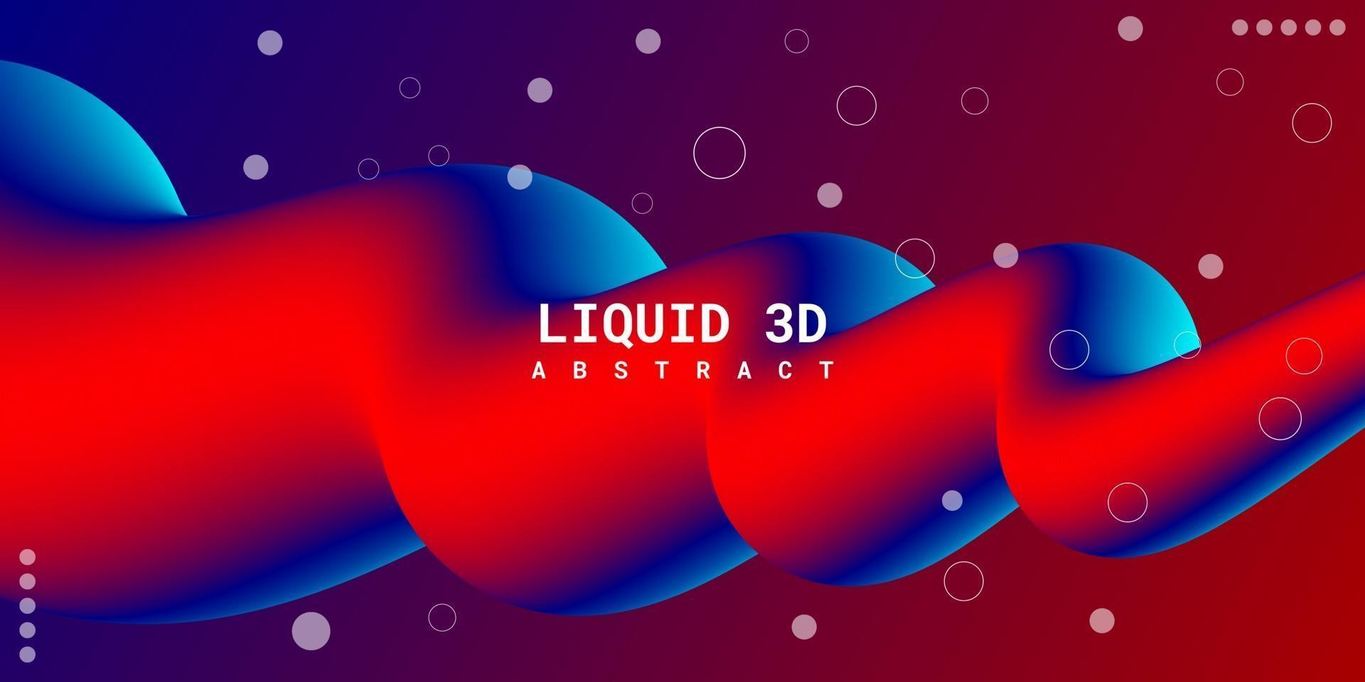 Modern abstract liquid 3d background with blue and red gradient vector