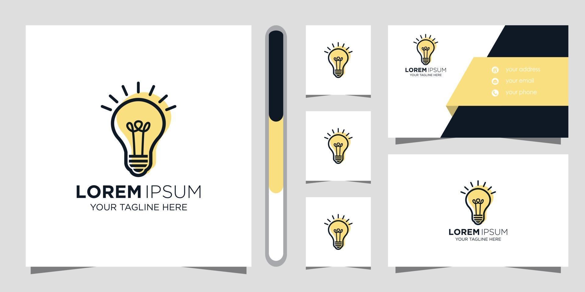 Light bulb creative logo design and business card vector