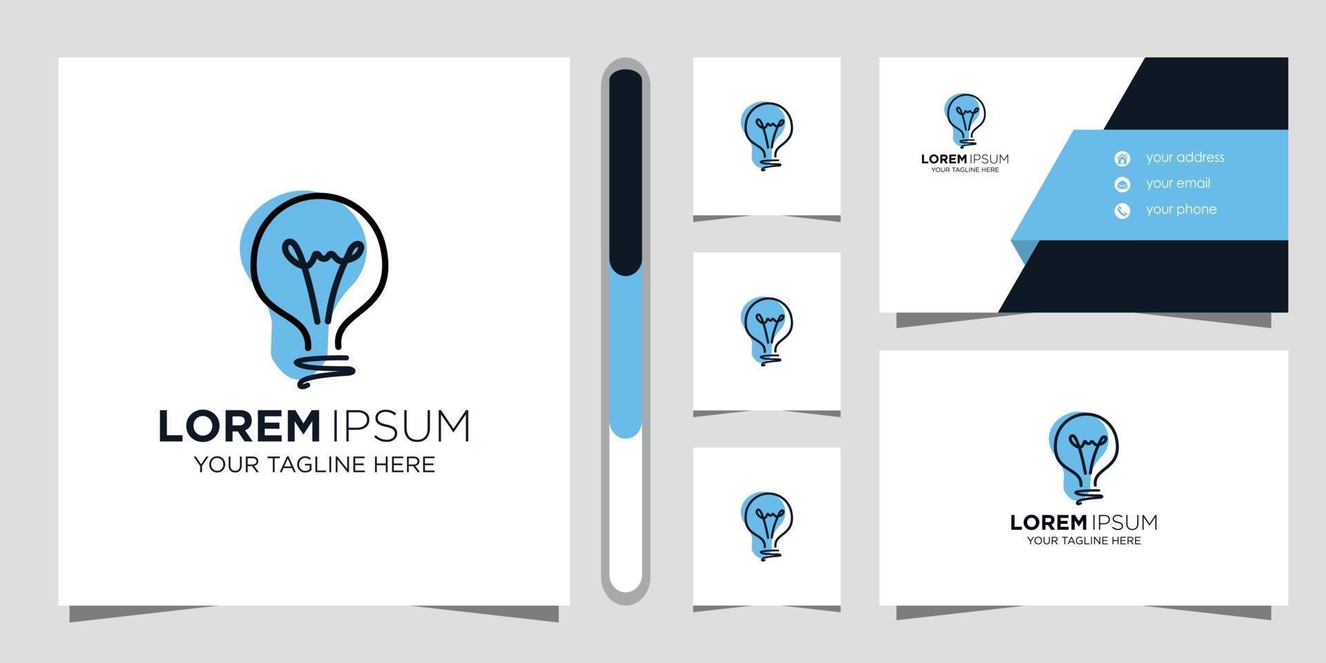 light bulb creative logo design and business card vector