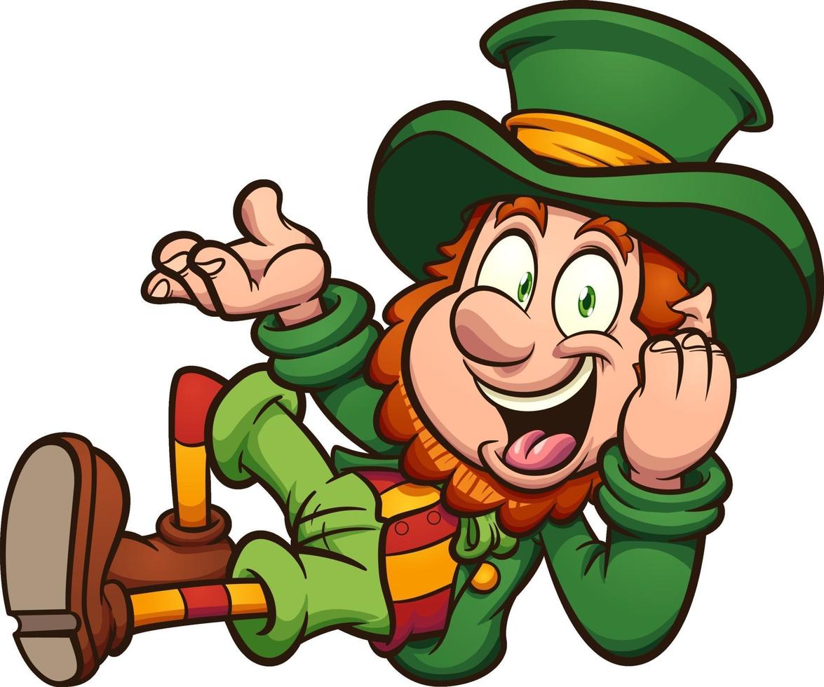 Lying cartoon leprechaun vector