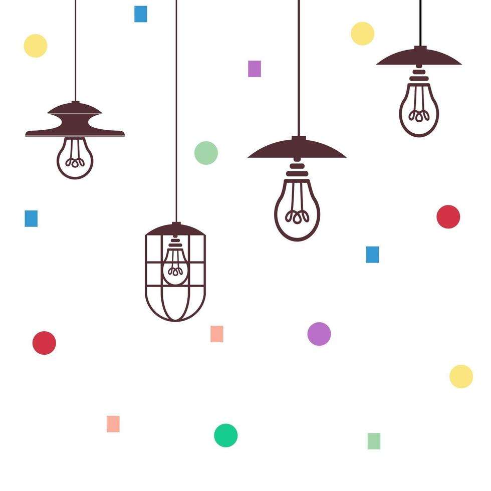 Hanging light bulb design vector