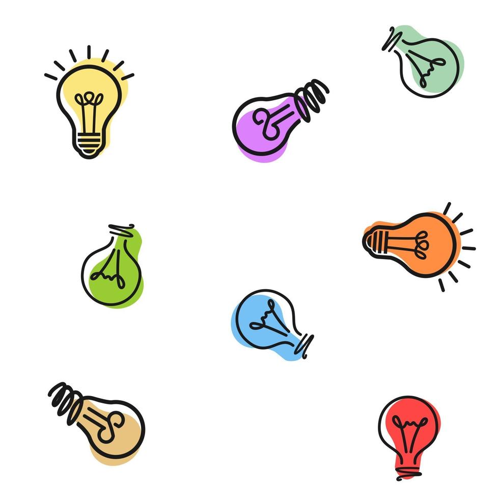 Colorful light bulb pattern vector