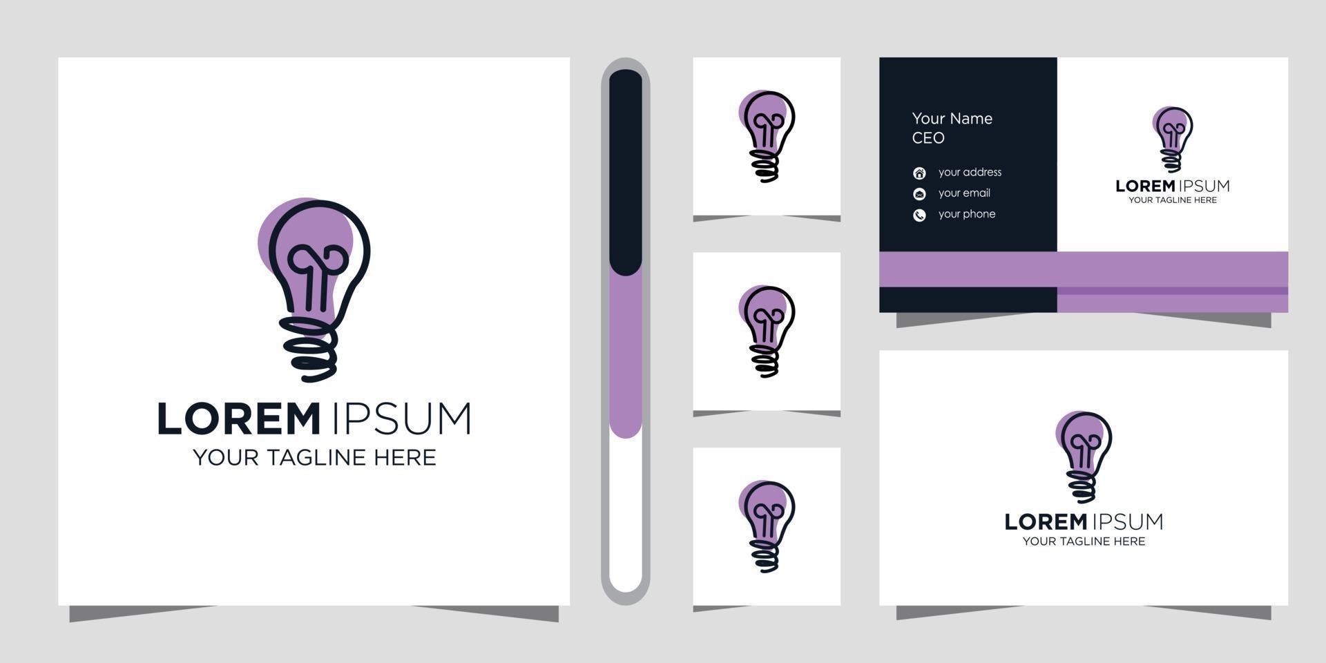 light bulb creative logo design and business card vector