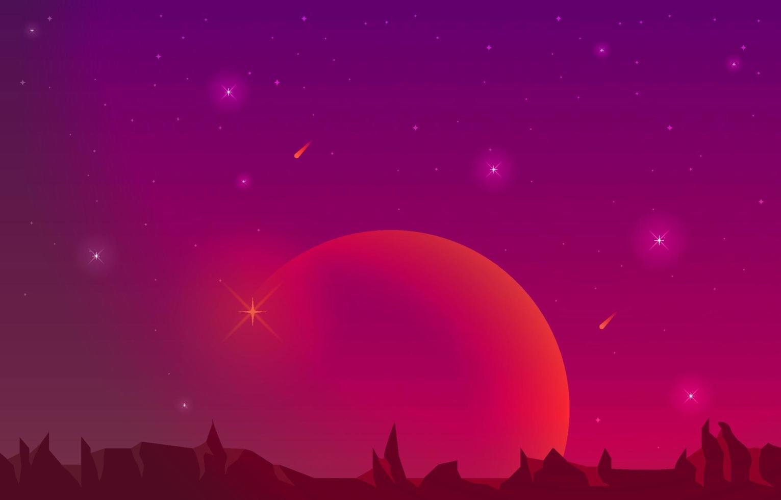 Landscape Surface of Planet Sky Space Science Fiction Fantasy Illustration vector