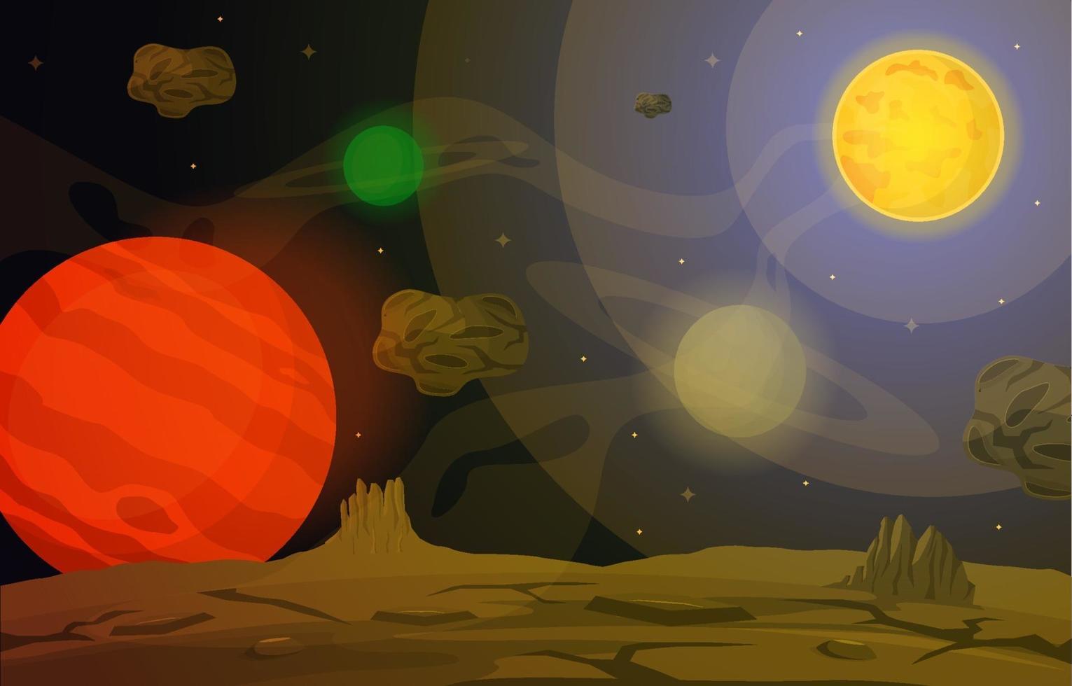 Landscape Surface of Planet Sky Space Science Fiction Fantasy Illustration vector