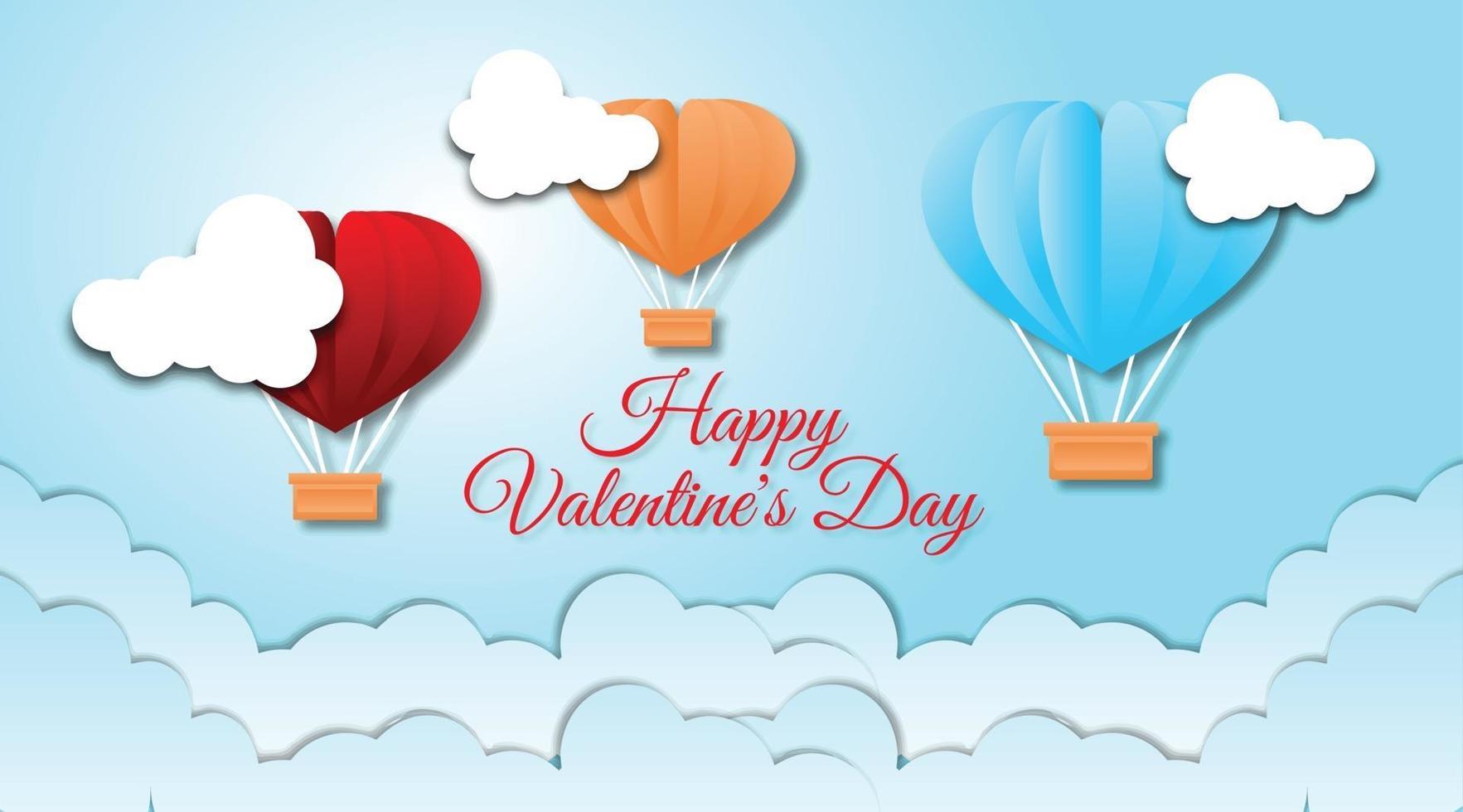 Valentines day background with paper cut style vector