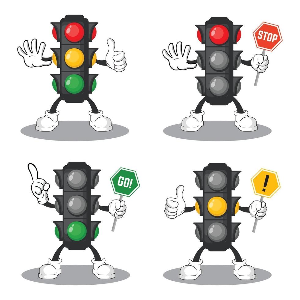 traffic light mascot collection vector