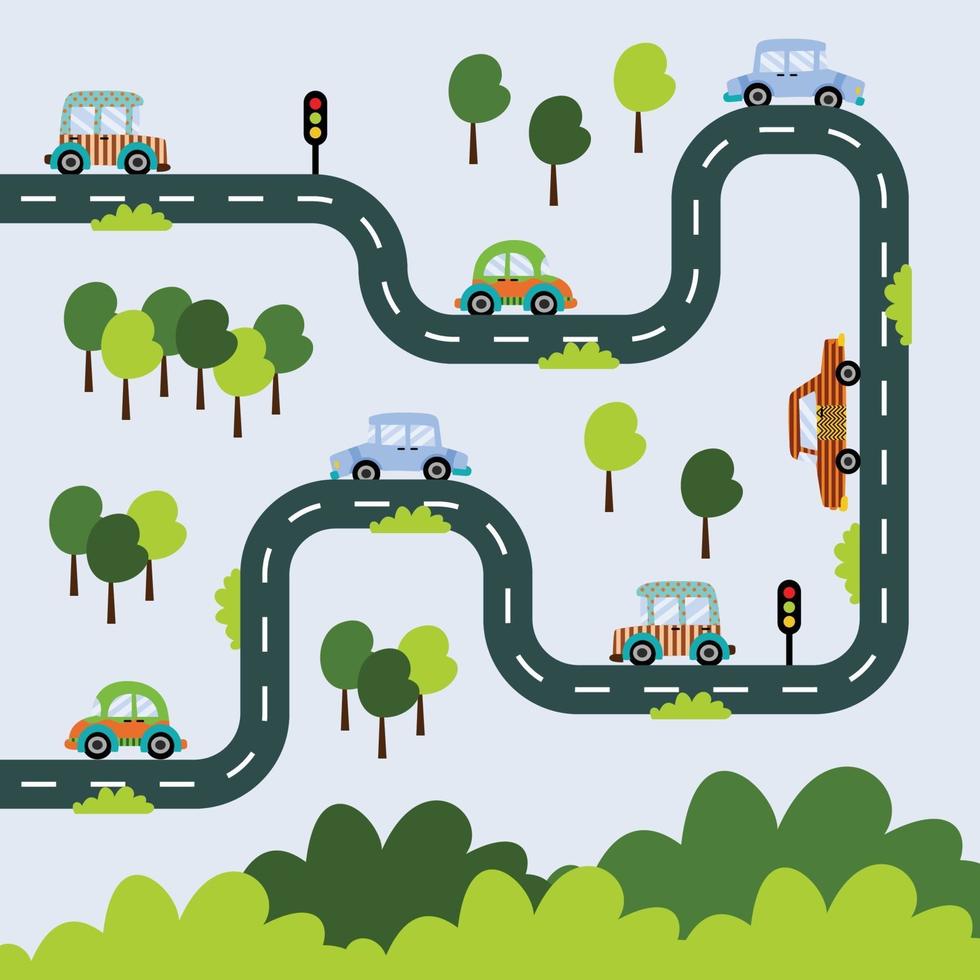 cars on the city road vector