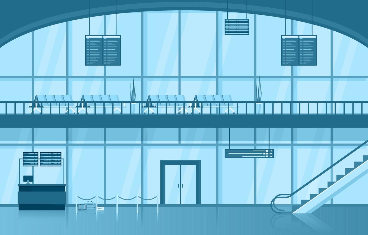 Airport Airplane Terminal Gate Waiting Room Hall Interior Flat Illustration vector