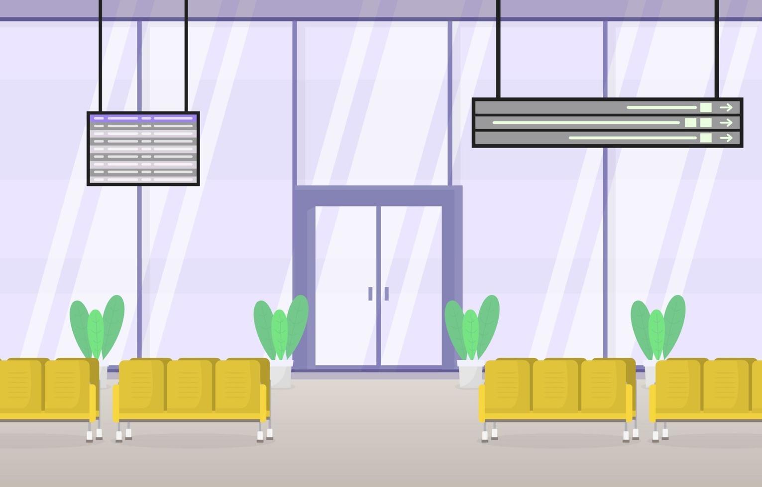 Airport Airplane Terminal Gate Waiting Room Hall Interior Flat Illustration vector