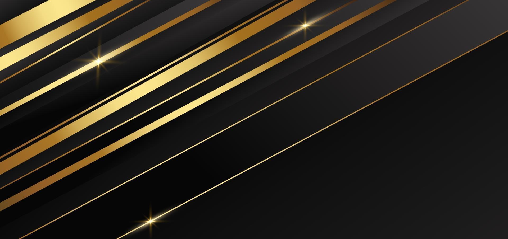 Abstract template golden and black stripes with gold light with copy space for text. Luxury style. vector