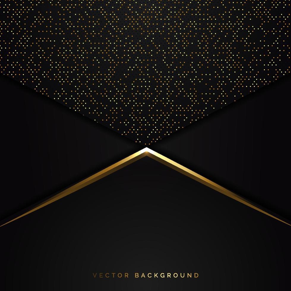 Fondo abstracto triángulo negro con líneas de rayas doradas. estilo de lujo. vector