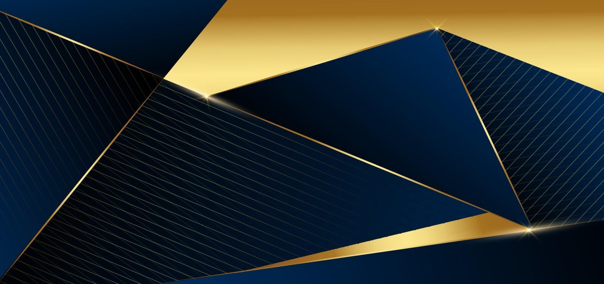 Abstract dark blue design geometric background decor golden lines with copy space for text. Luxury style. vector