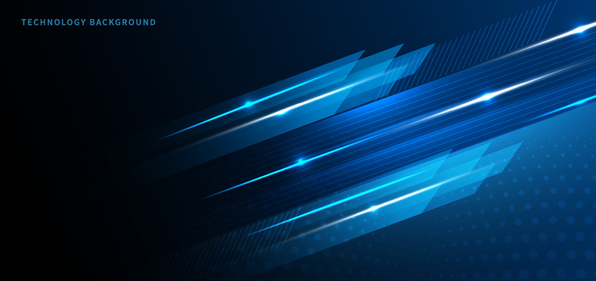 Abstract technology geometric blue color with blue light on black