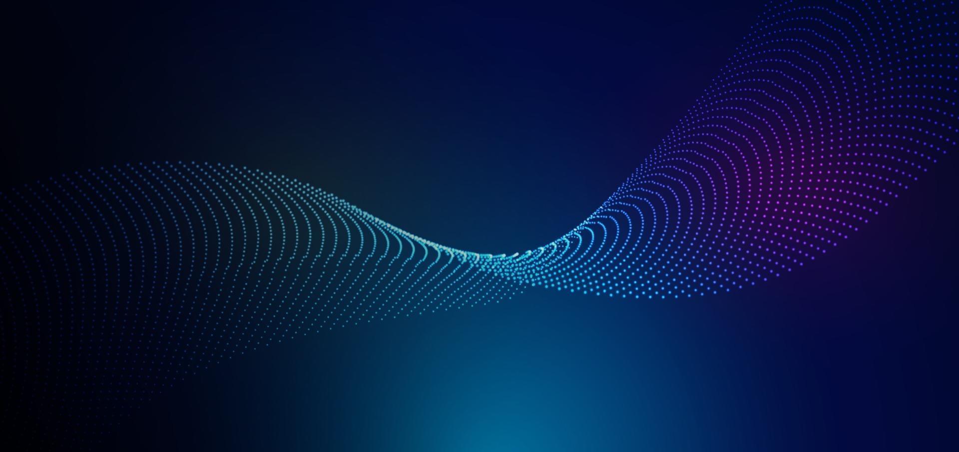 Las líneas de partículas futuristas abstractas se entrelazan sobre fondo azul con efecto de luz. concepto de tecnología. vector