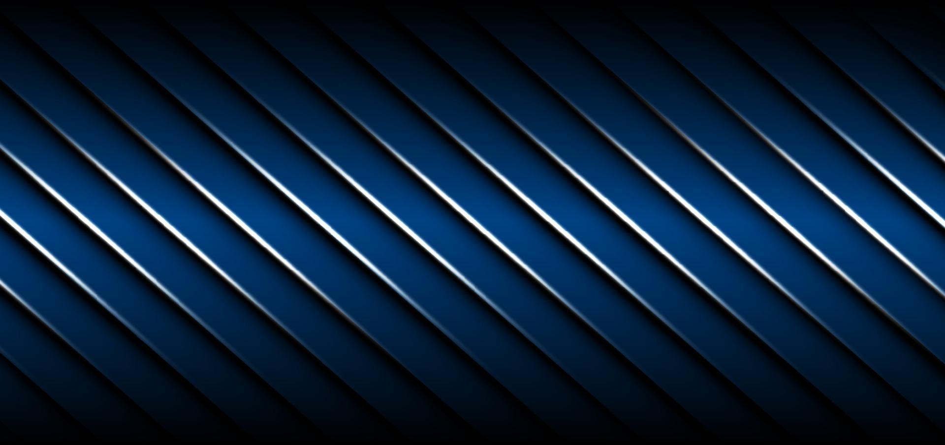 Abstract banner design stripes geometric diagonal lines dark blue color background with light effect. Technology concept. vector