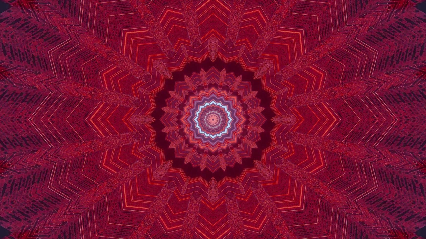 Red, purple, and white lights and shapes kaleidoscope 3d illustration for background or walllpaper photo