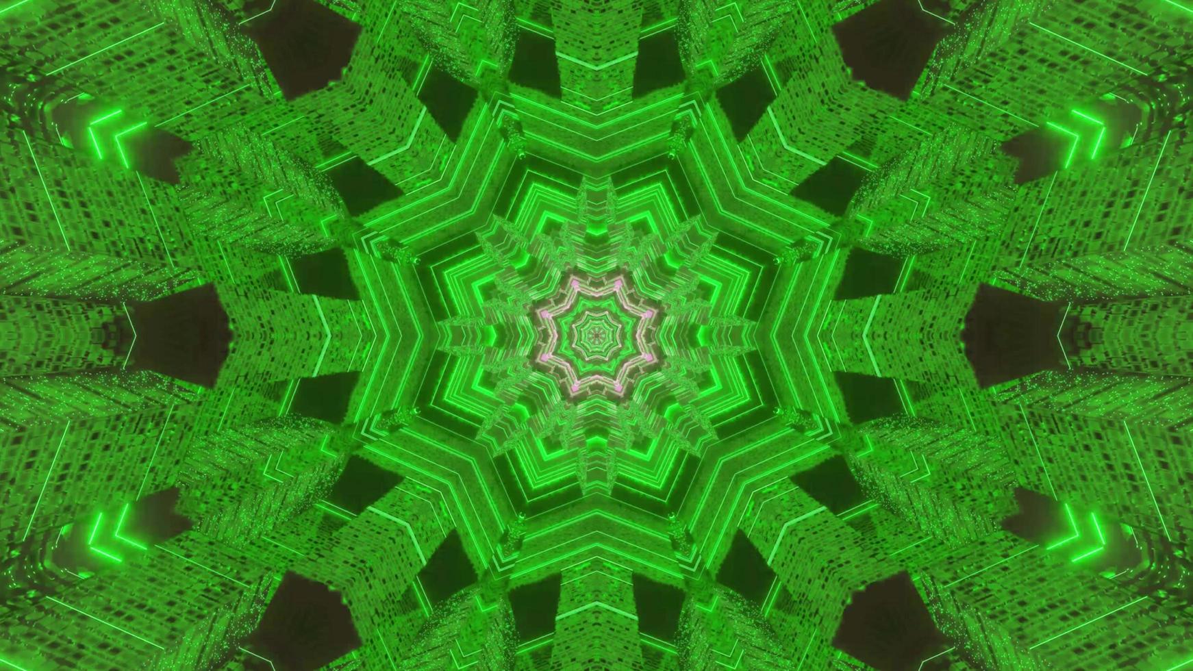 Green and white lights and shapes kaleidoscope 3d illustration for background or walllpaper photo