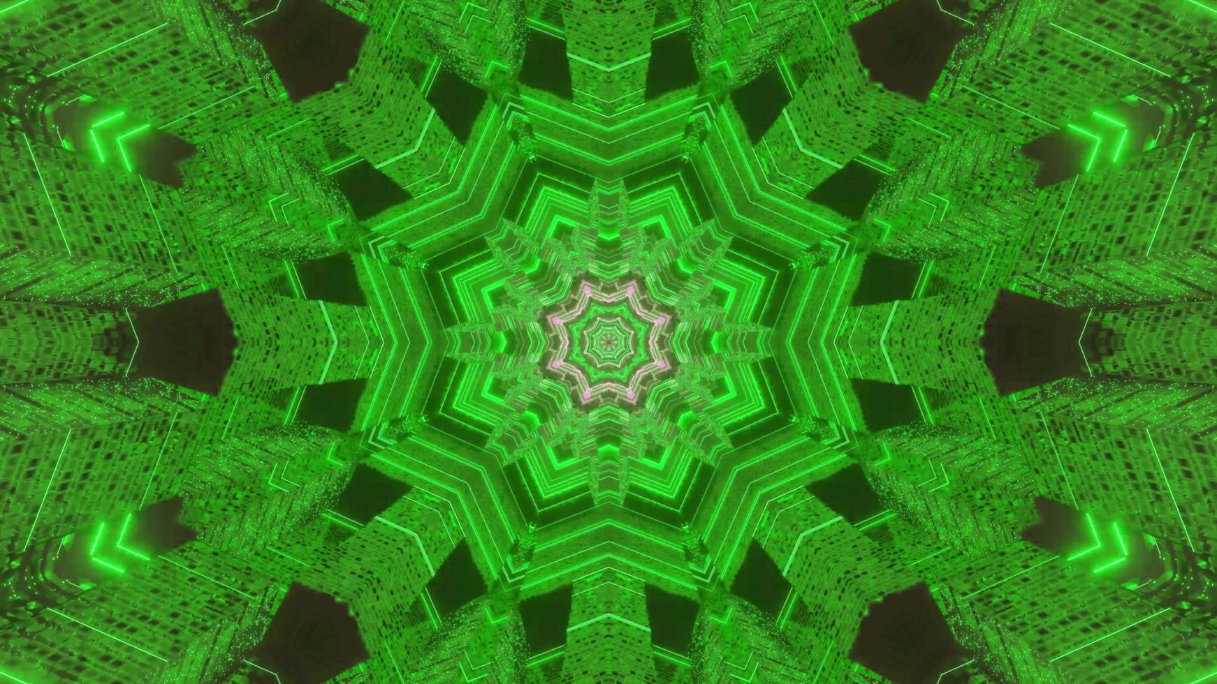 Green and white lights and shapes kaleidoscope 3d illustration for background or walllpaper photo