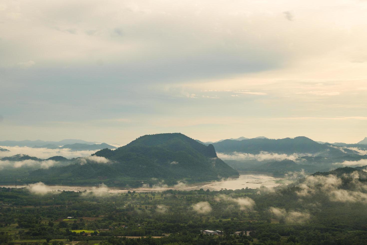 Mountains and mist in the morning photo