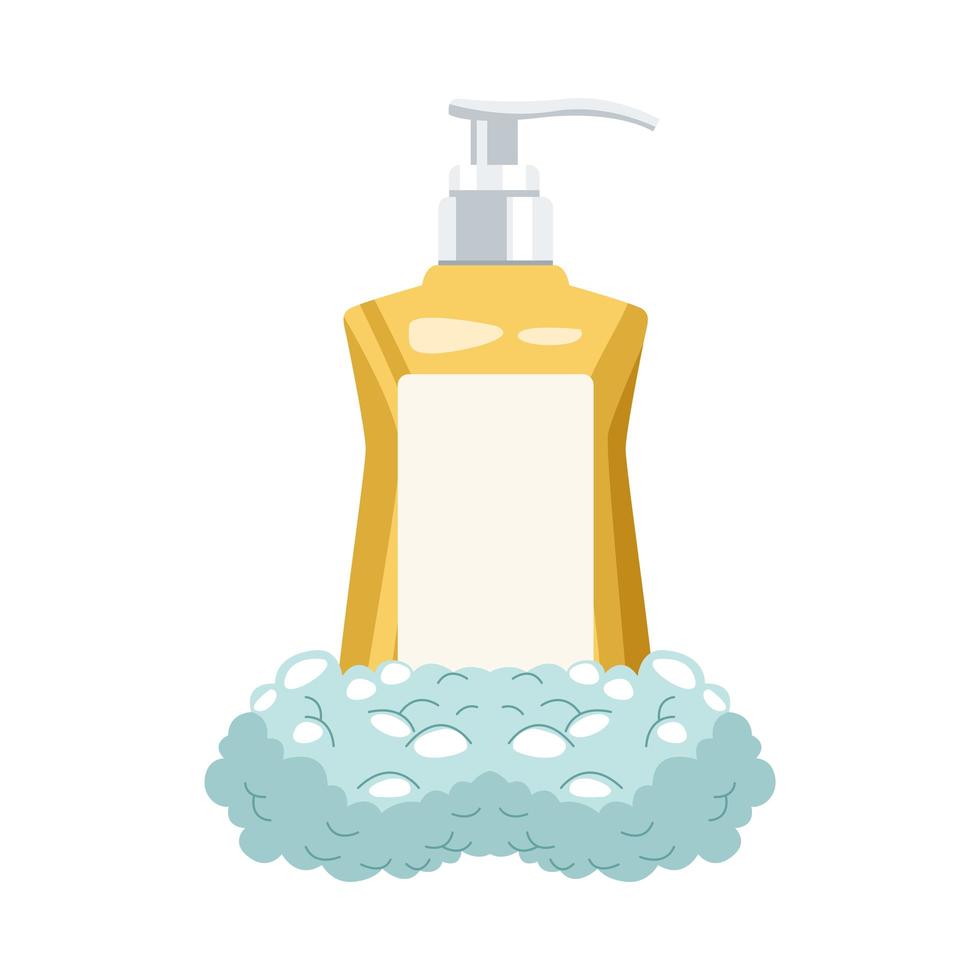 antibacterial soap bottle with bubbles vector