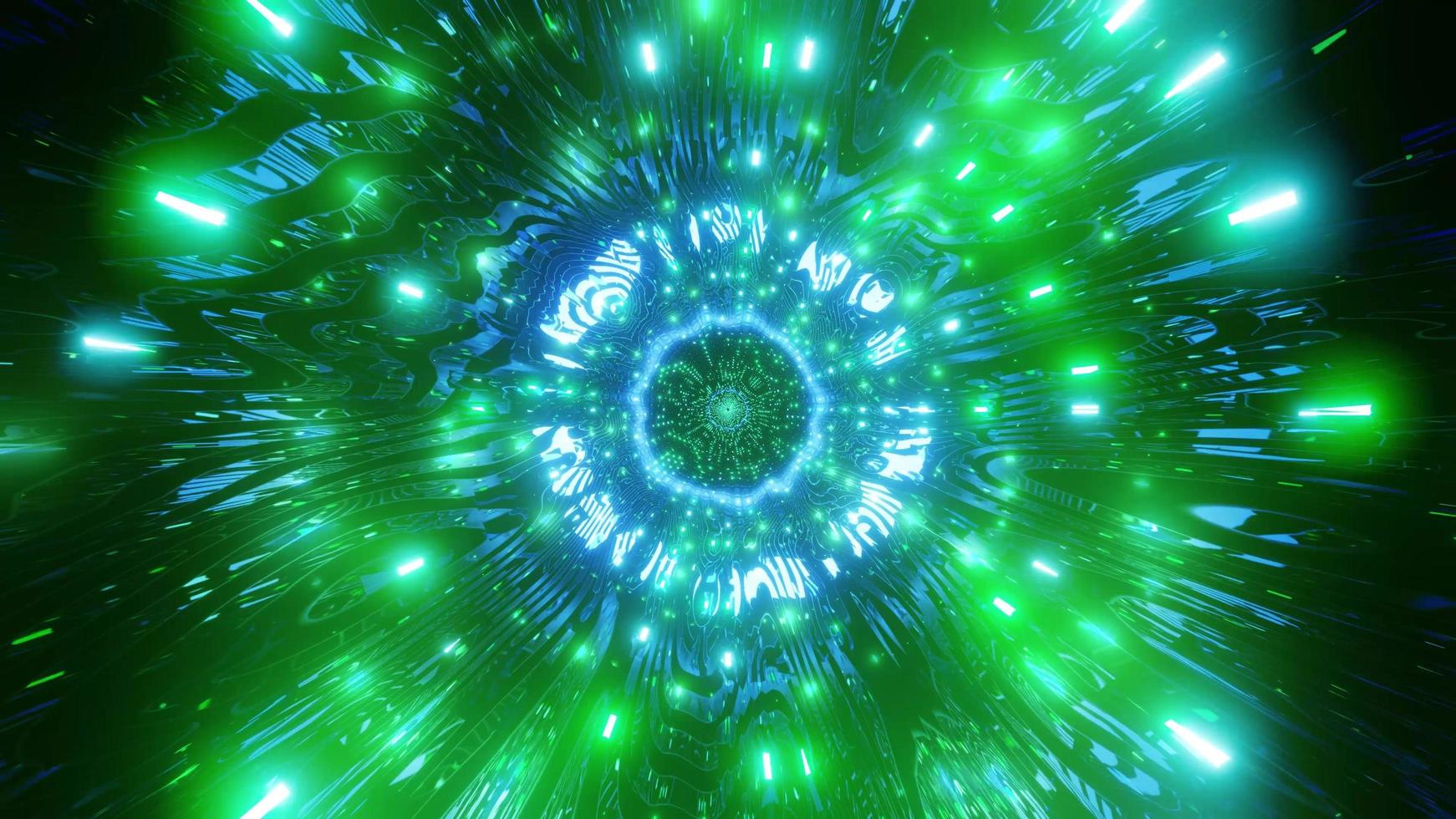 Green and blue light and shapes kaleidoscope 3d illustration for background or wallpaper photo