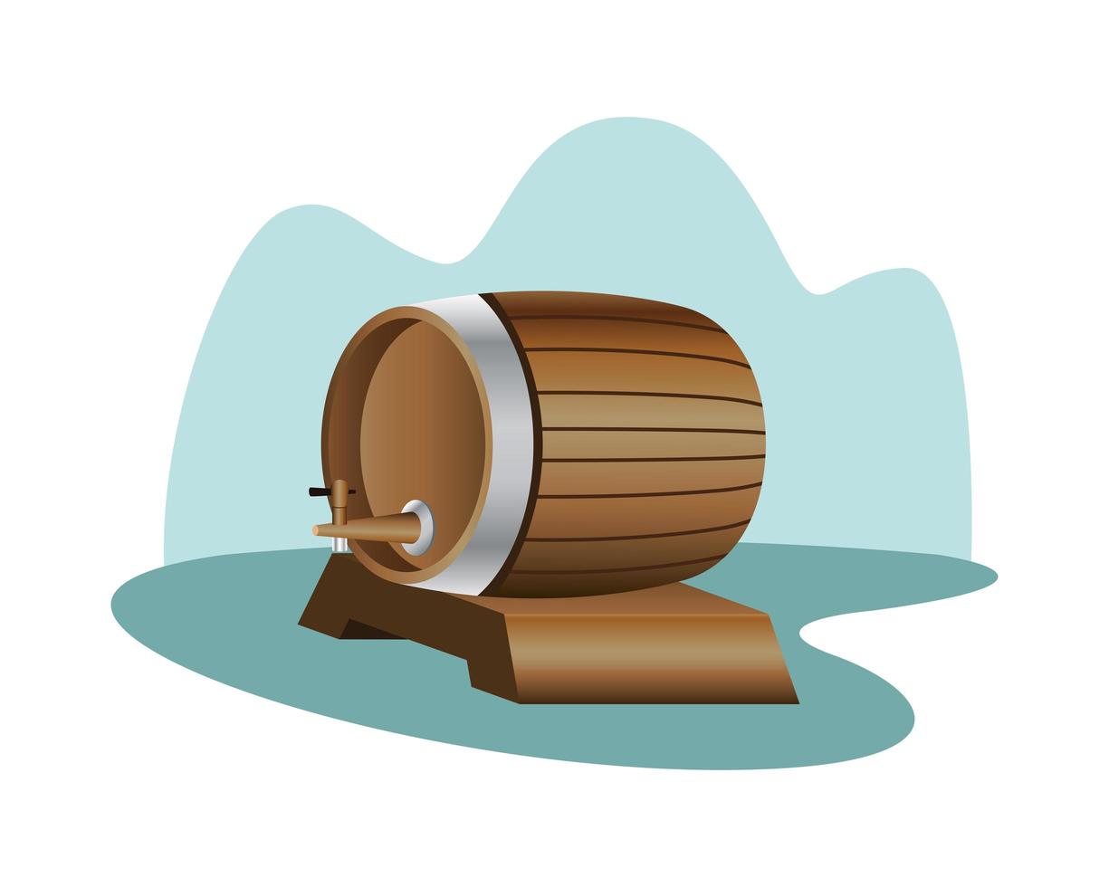 wooden beer keg icon vector