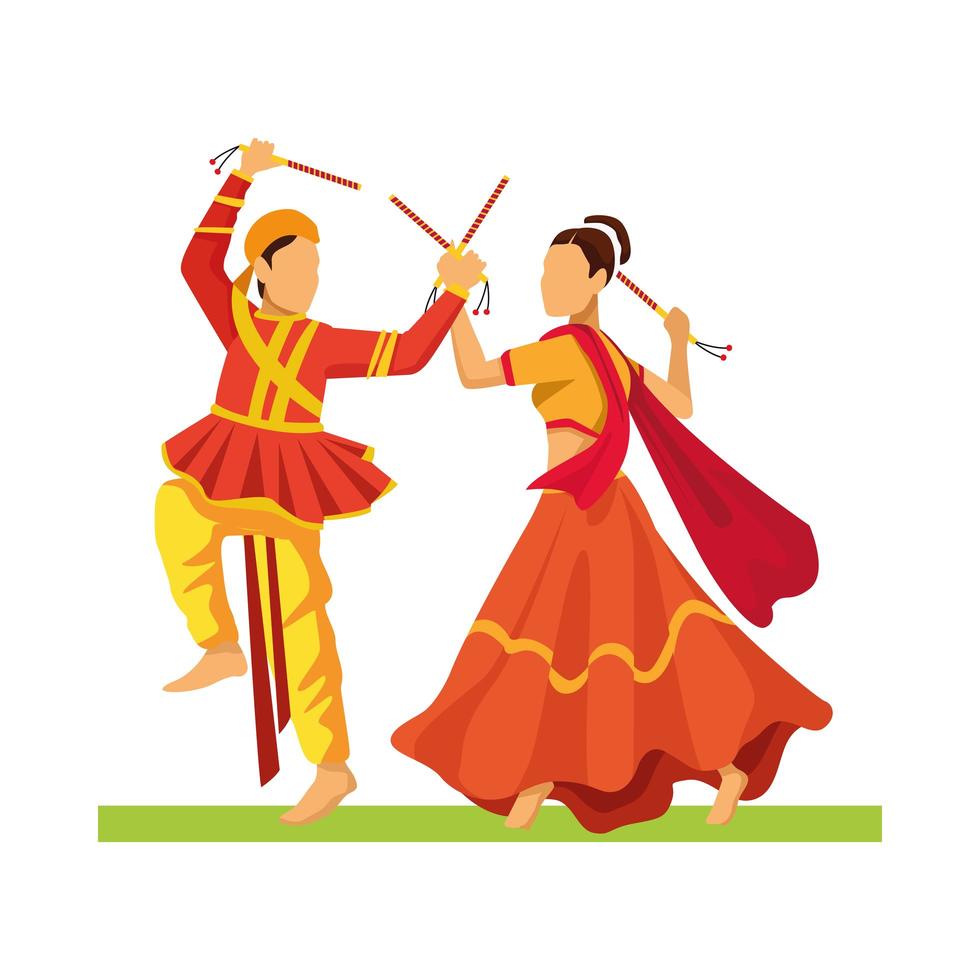 personajes de bailarina navratri tradicional vector