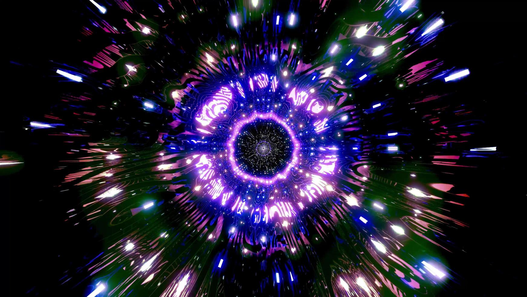 Colorful light and shapes kaleidoscope 3d illustration for background or wallpaper photo