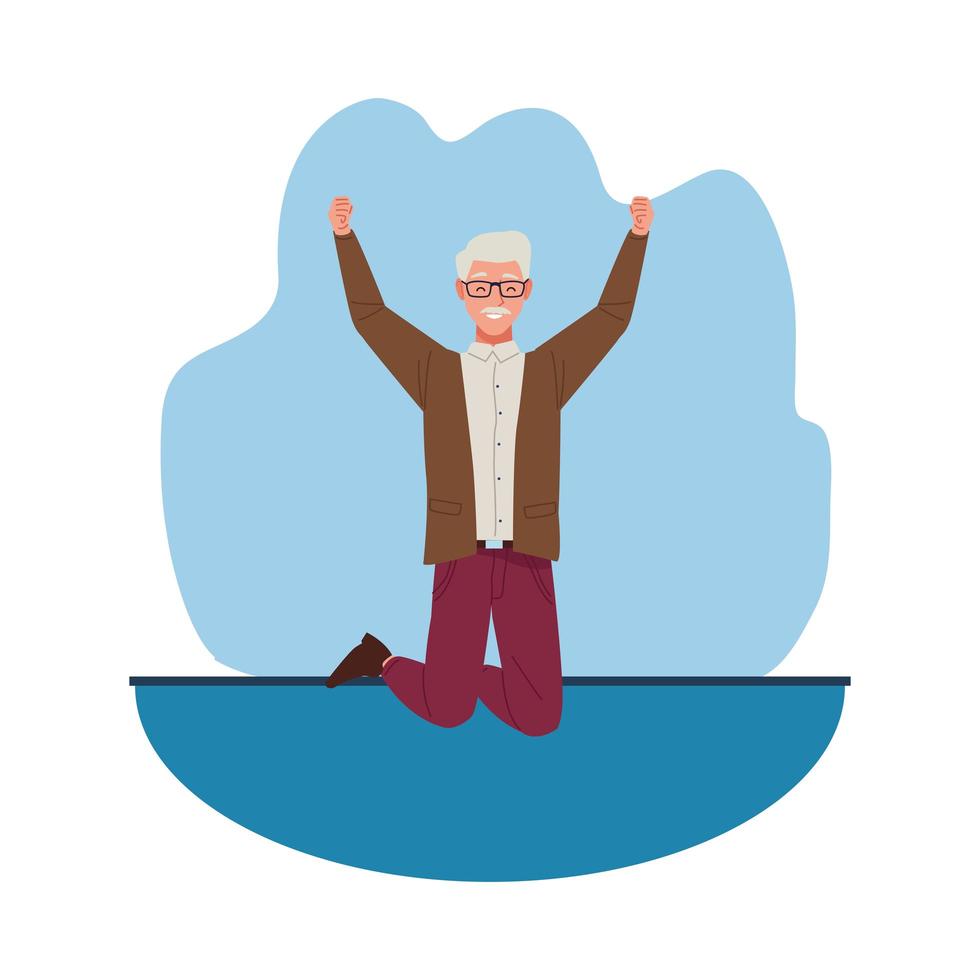happy old man celebrating vector