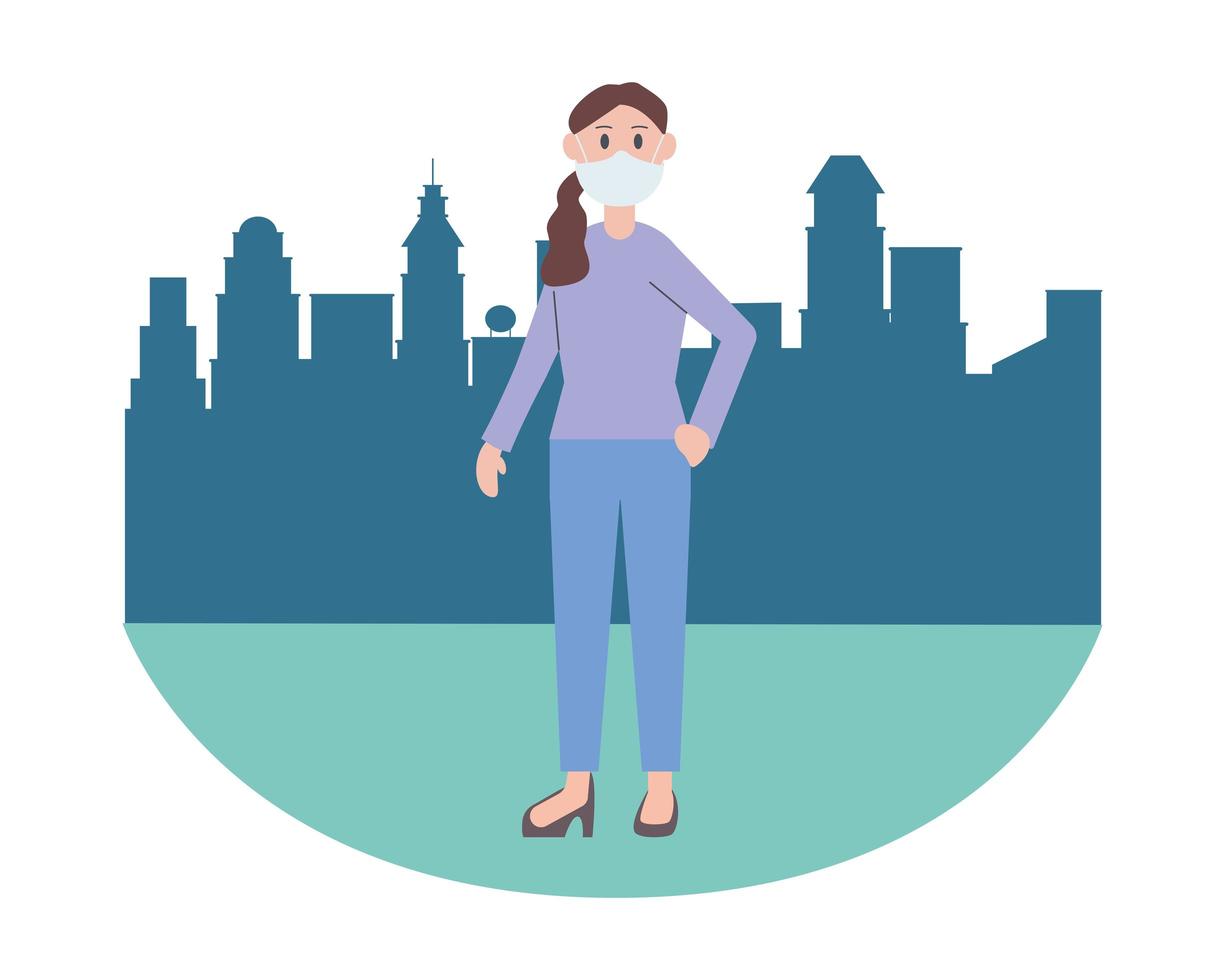 woman wearing medical mask vector