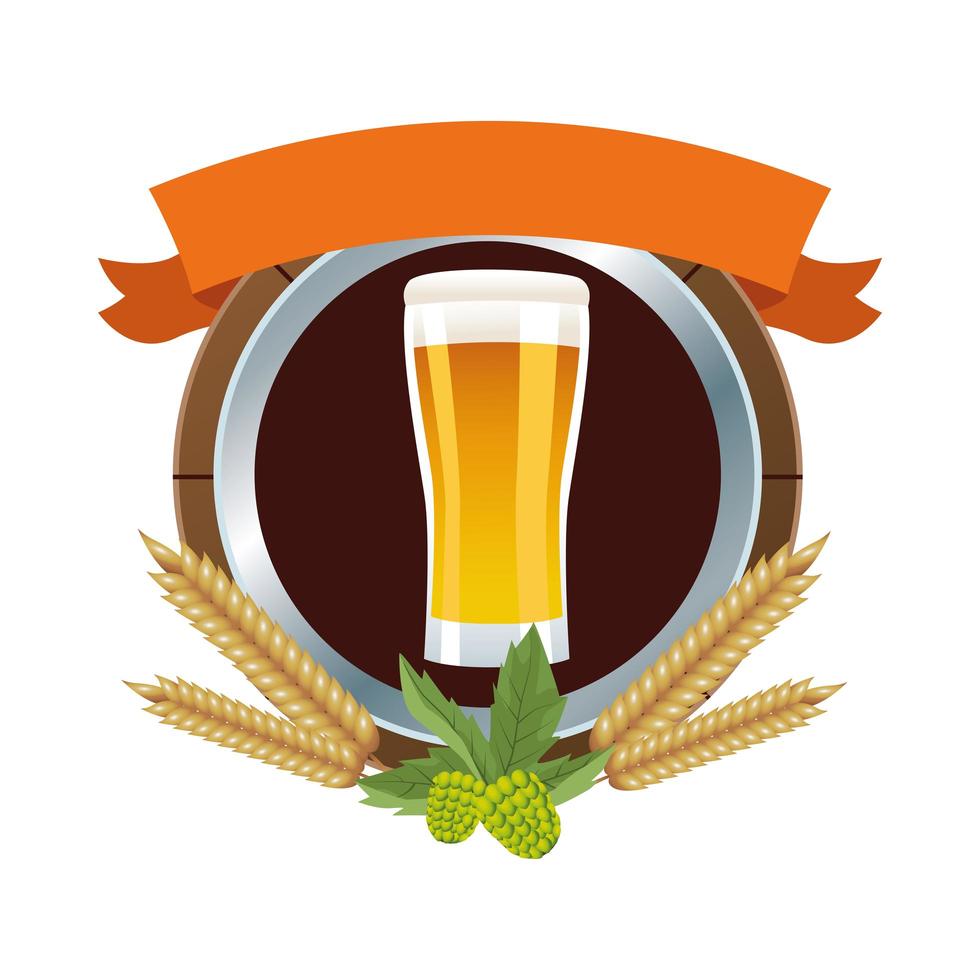 beer mug with barley spikes and banner vector