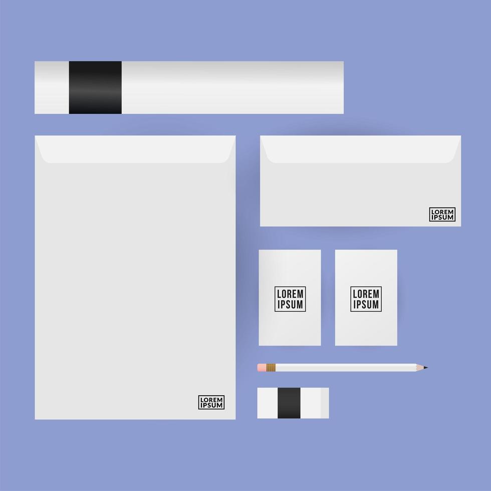Modern stationery mock-up template vector