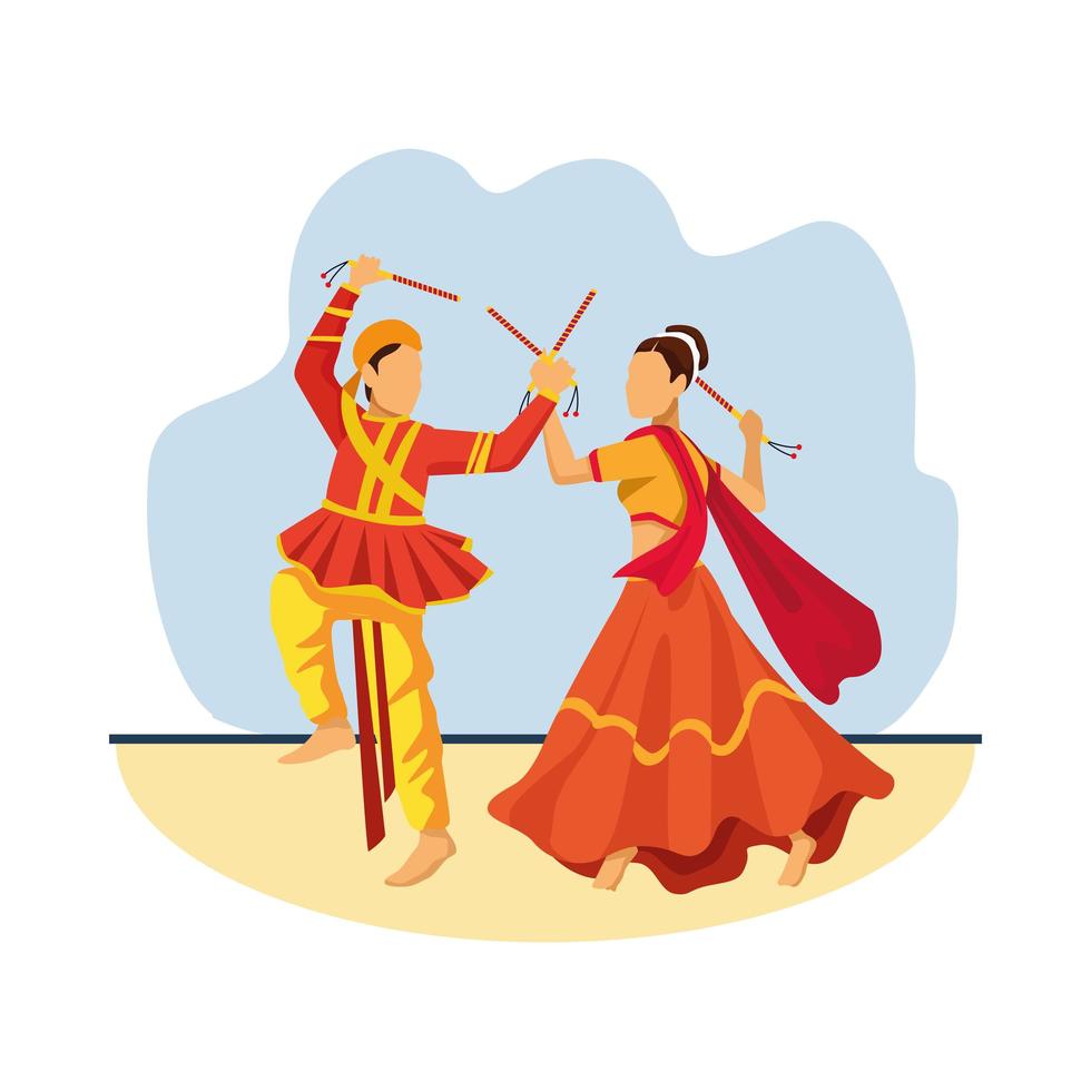 traditional navratri dancer characters vector