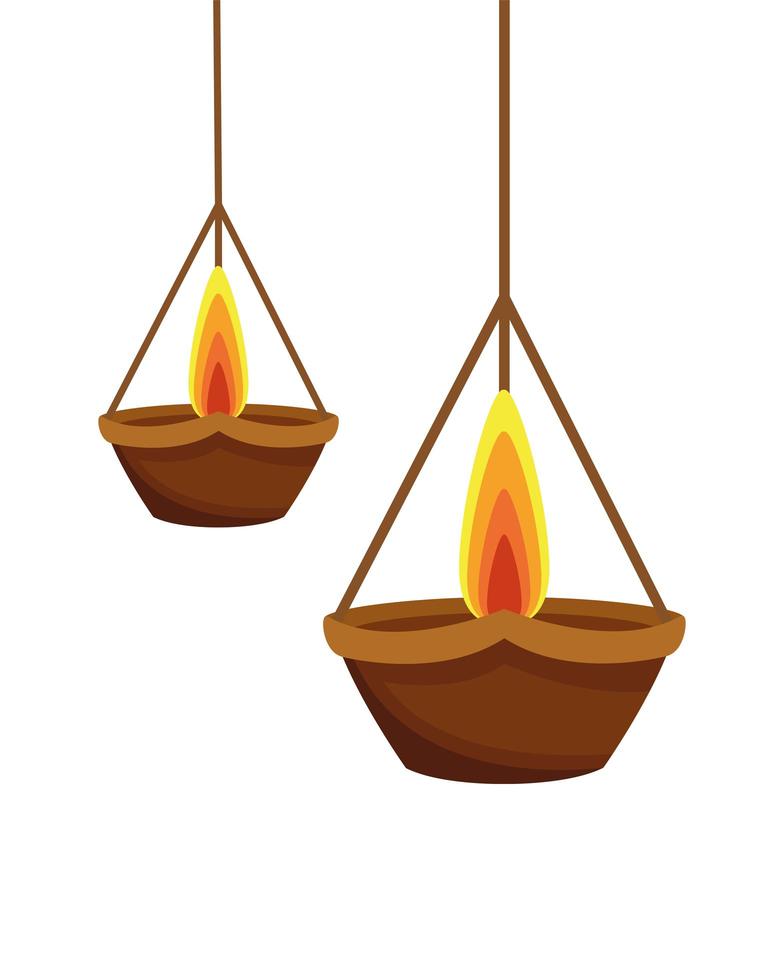 hanging hindu candles icon vector