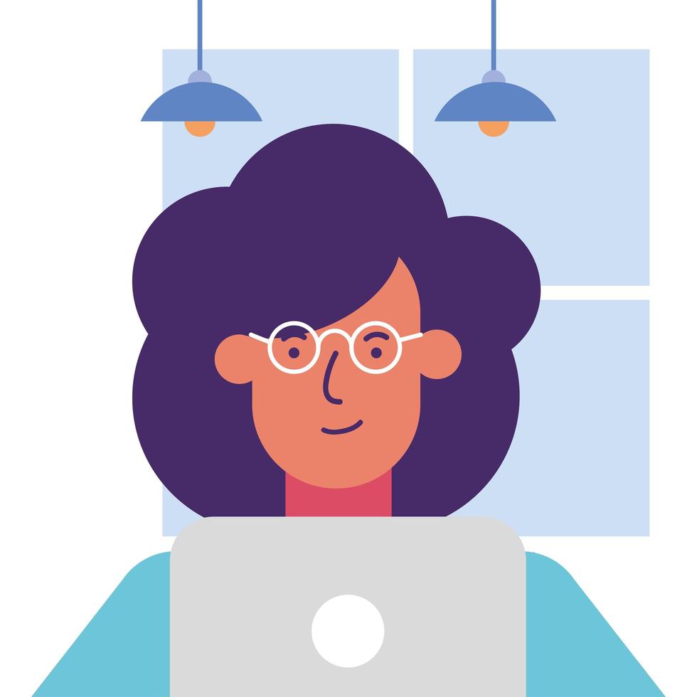 mujer trabajando en diseño plano vector