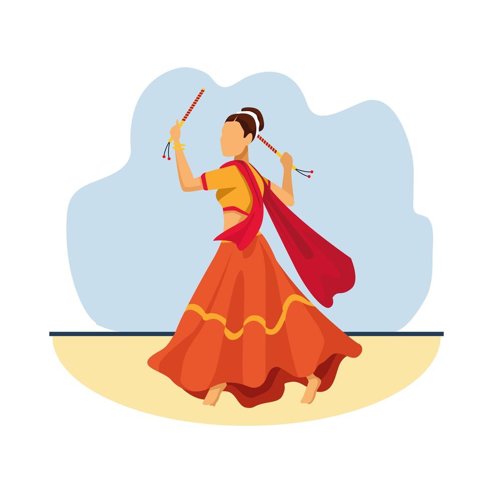 bailarina tradicional navratri vector